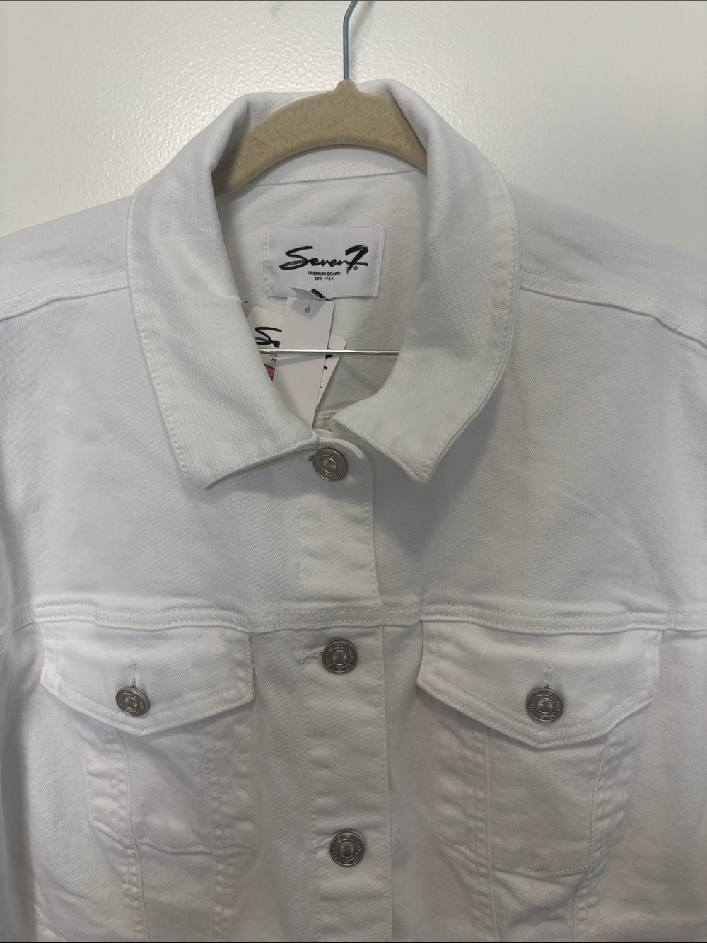 Seven7 White Denim Jacket with Button Front - Picture 3 of 8